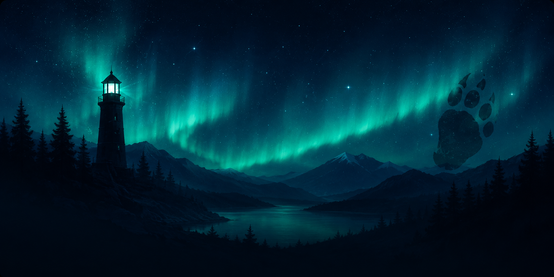 Northern frontier aurora with the Project Sasquatch lighthouse